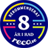 Reco Badge rekommenderat företag, 8 år i rad